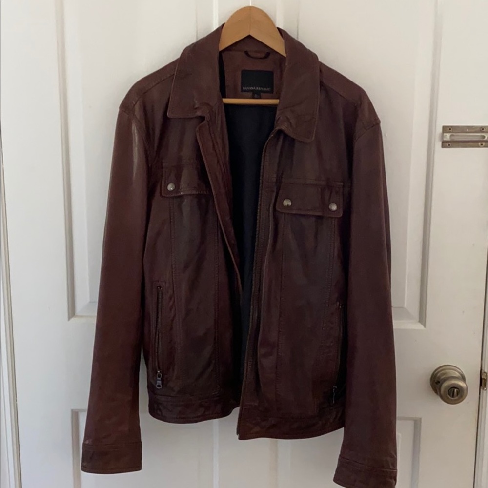 Banana Republic dark red/maroon leather coat